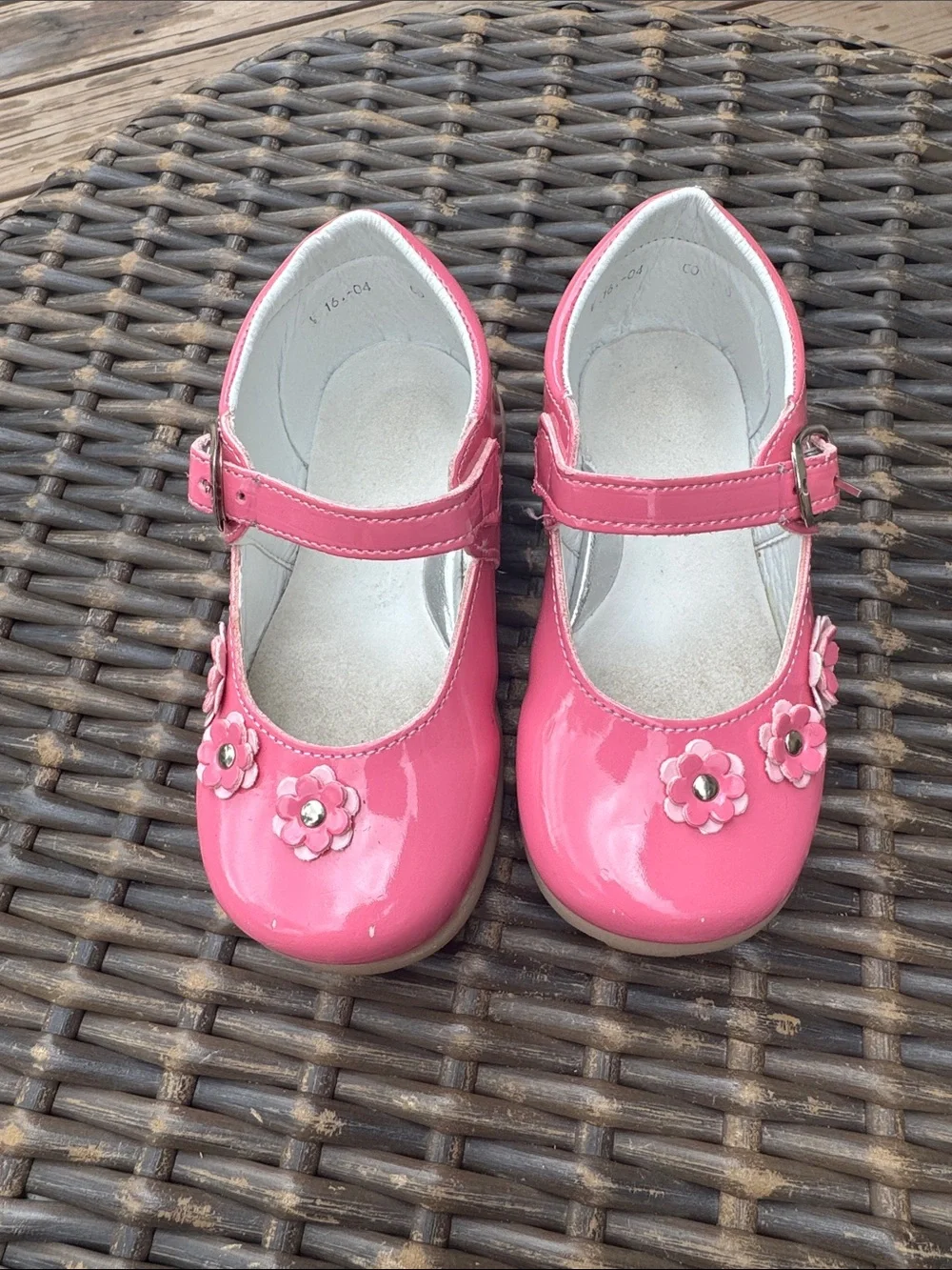 Girls Pink Mary Jane Dress Shoes with Flower Accent
